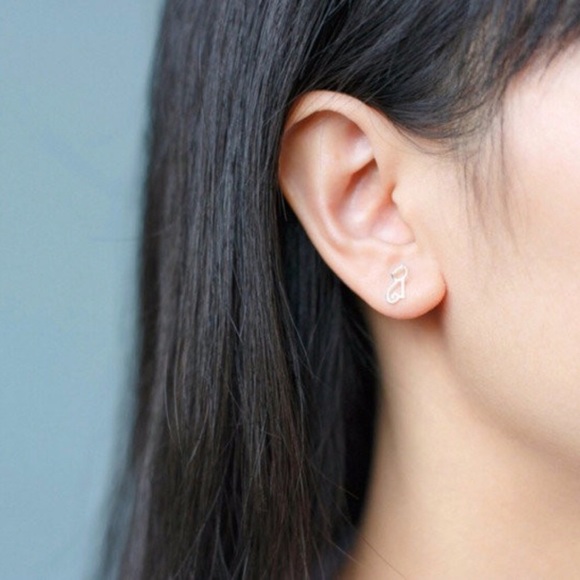 Sterling Silver Cat Earrings - Picture 3 of 3